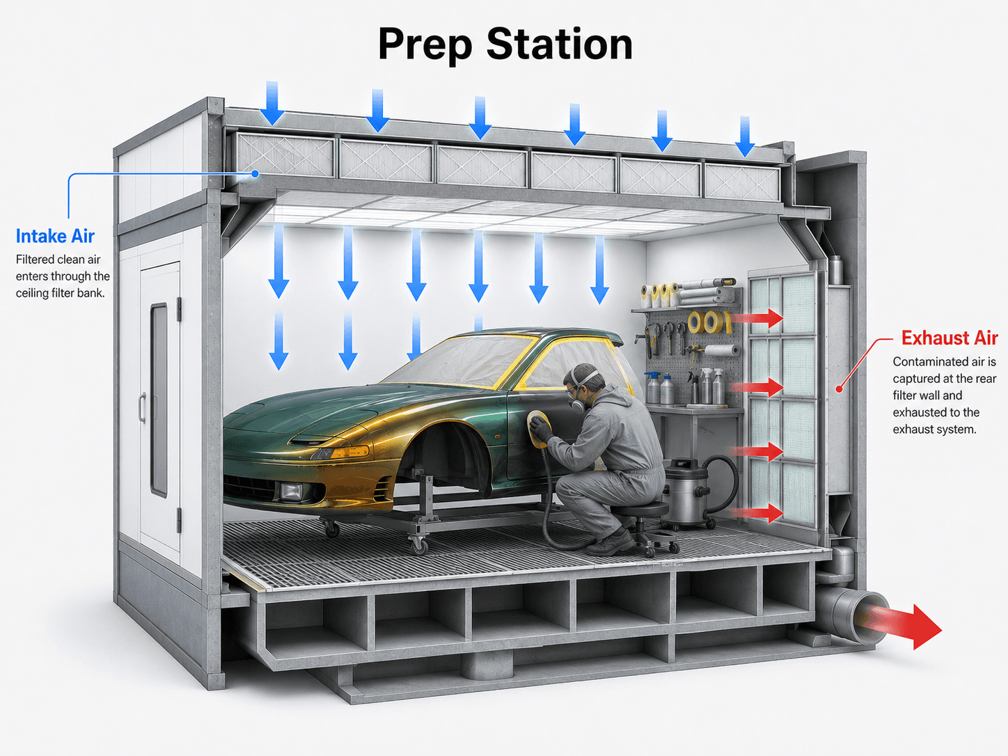 Prep station booth diagram
